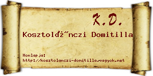 Kosztolánczi Domitilla névjegykártya